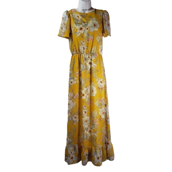 Vintage 70s Jody California Womens Size M Floral Boho Prairie Maxi Dress - Picture 2 of 6